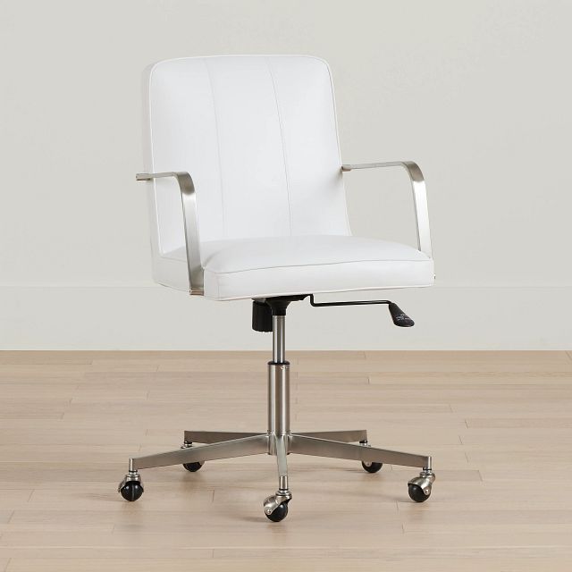 Haven White Chrome Upholstered Desk Chair