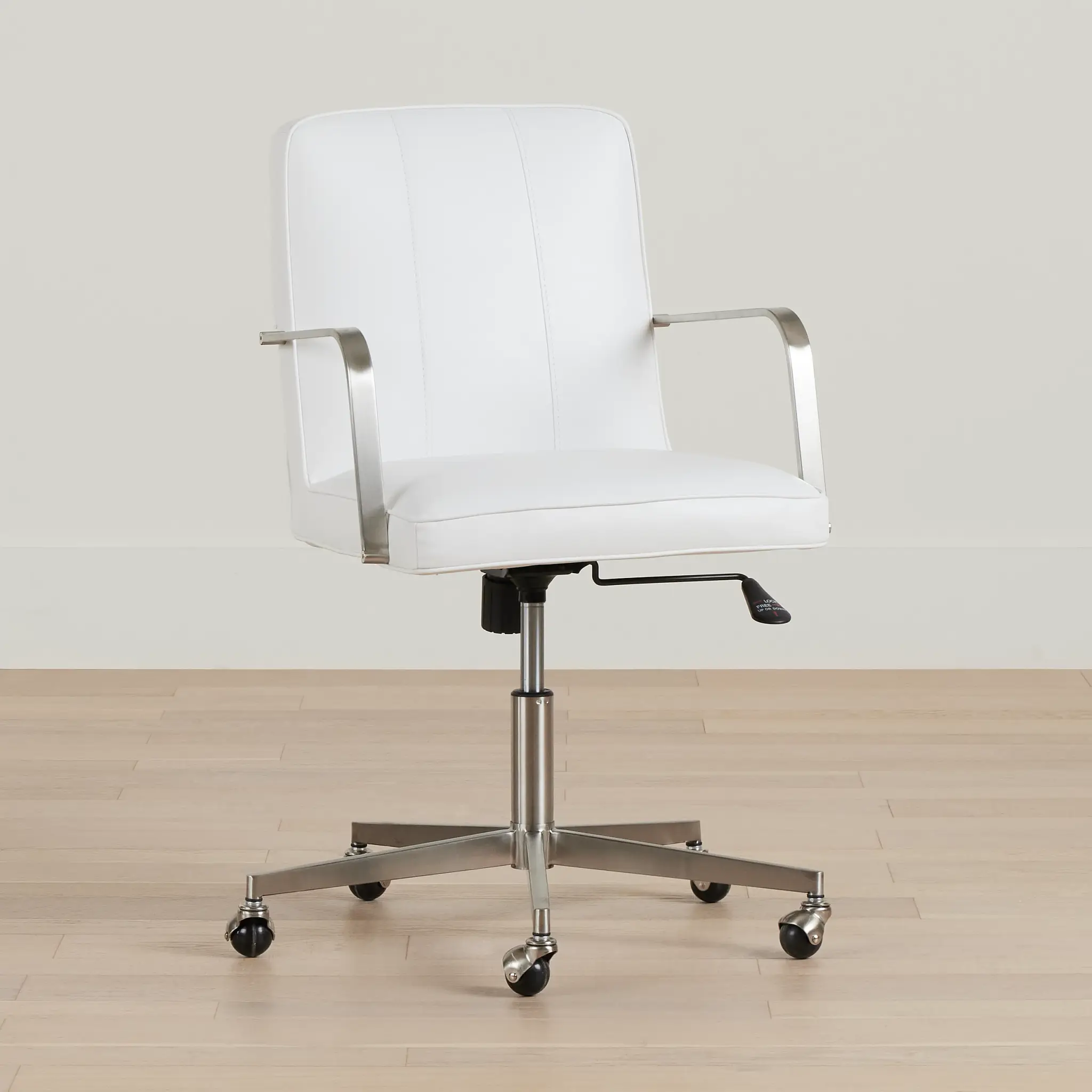 Haven White Chrome Upholstered Desk Chair Haven White Chrome Upholstered Desk Chair