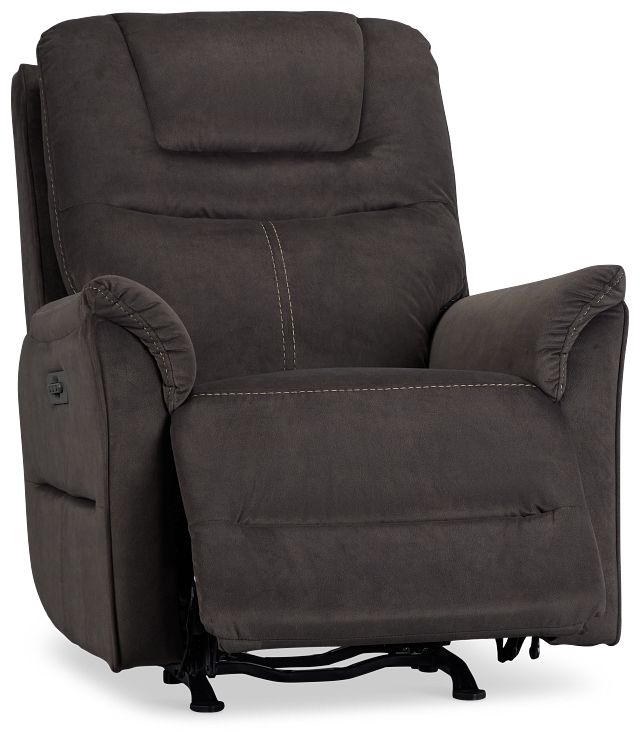 Archie Dark Brown Fabric Power Recliner With Heat And Massage