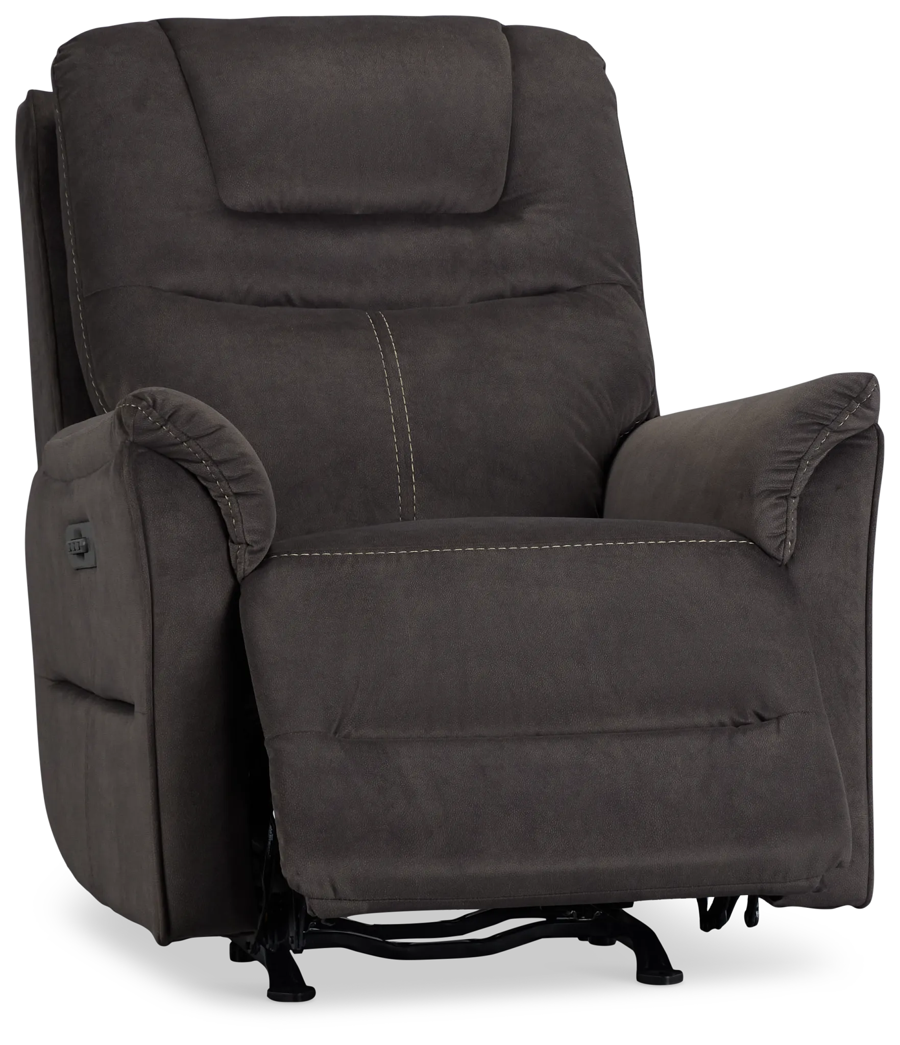 Archie Dark Brown Fabric Power Recliner With Heat And Massage