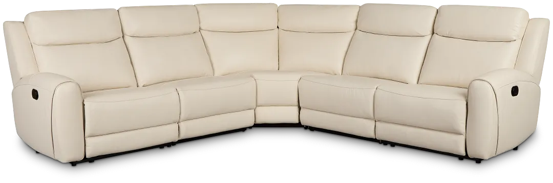 Walker Ivory Lthr/vinyl Small Two-arm Manually Reclining Sectional