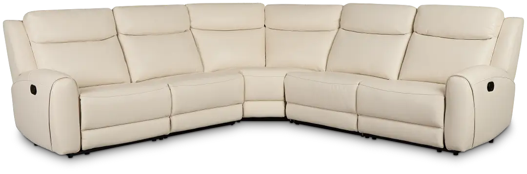 Walker Ivory Lthr/vinyl Small Two-arm Manually Reclining Sectional Walker Ivory Lthr/vinyl Small Two-arm Manually Reclining Sectional