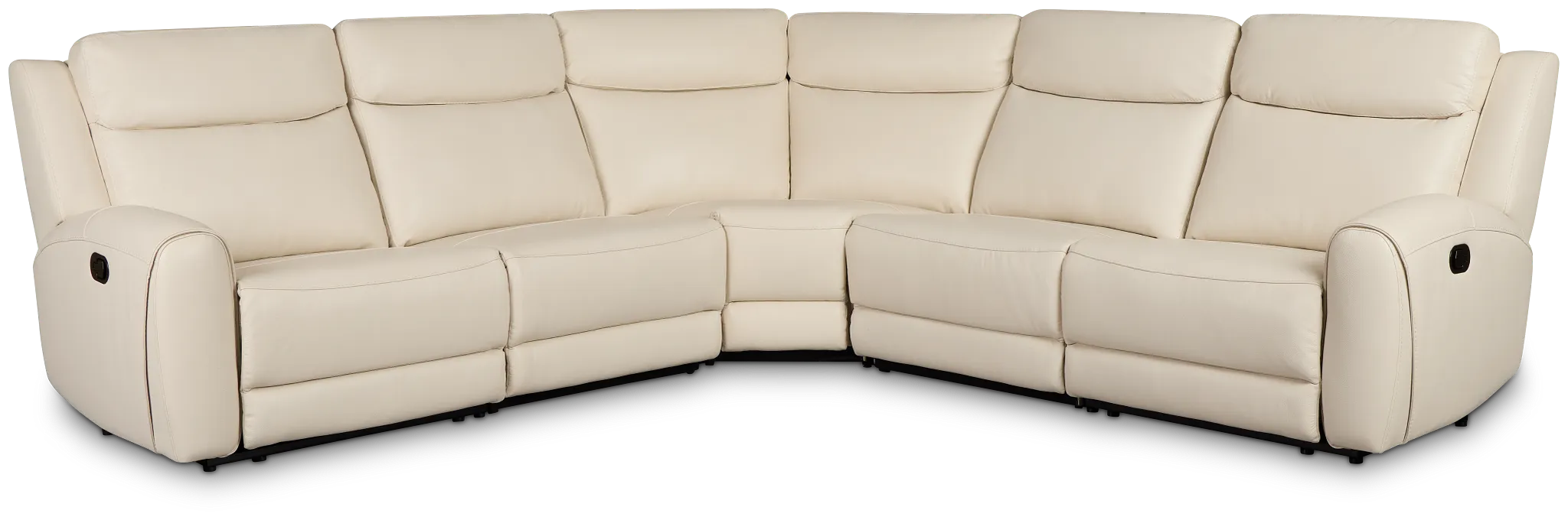 Walker Ivory Lthr/vinyl Small Two-arm Manually Reclining Sectional