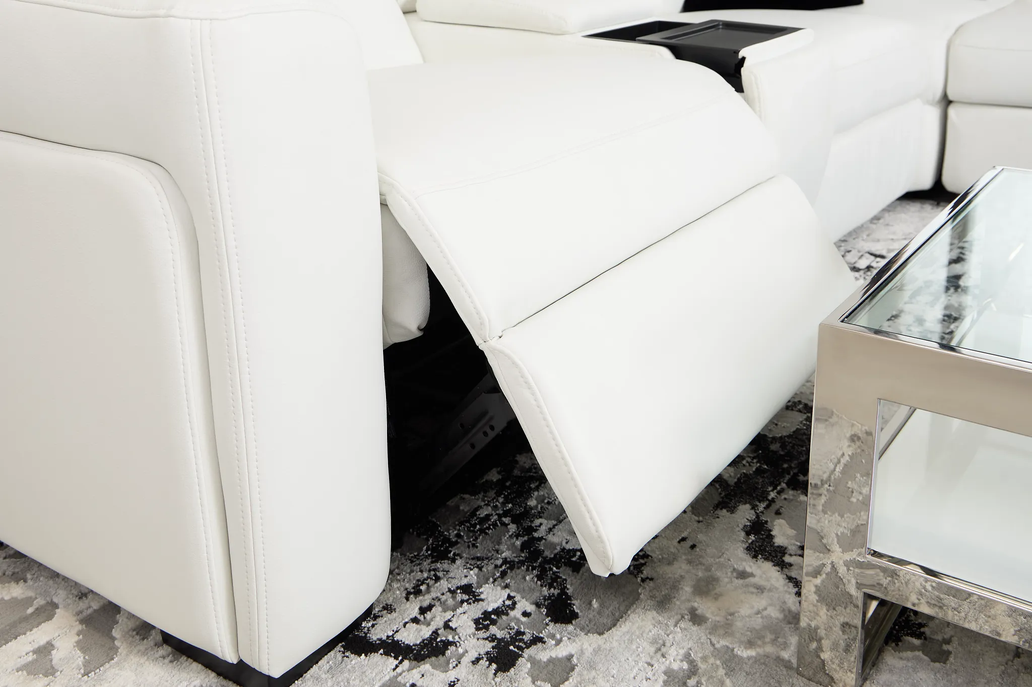 Melody White Storage Medium Right Power Reclining Chaise Sleeper Sect