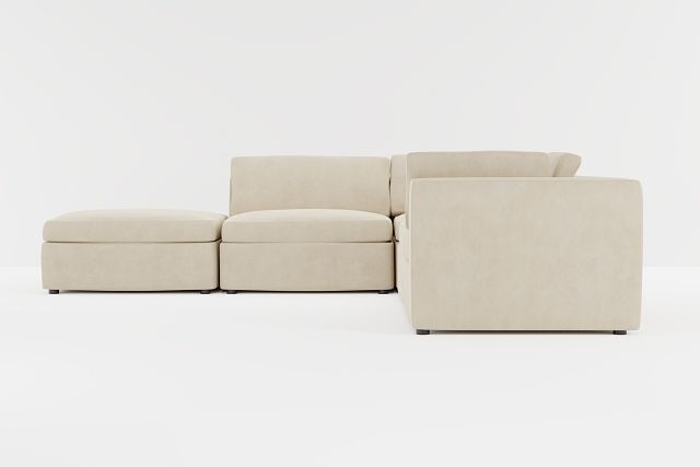 Destin Peyton Beige Fabric 5pc Bumper Sectional