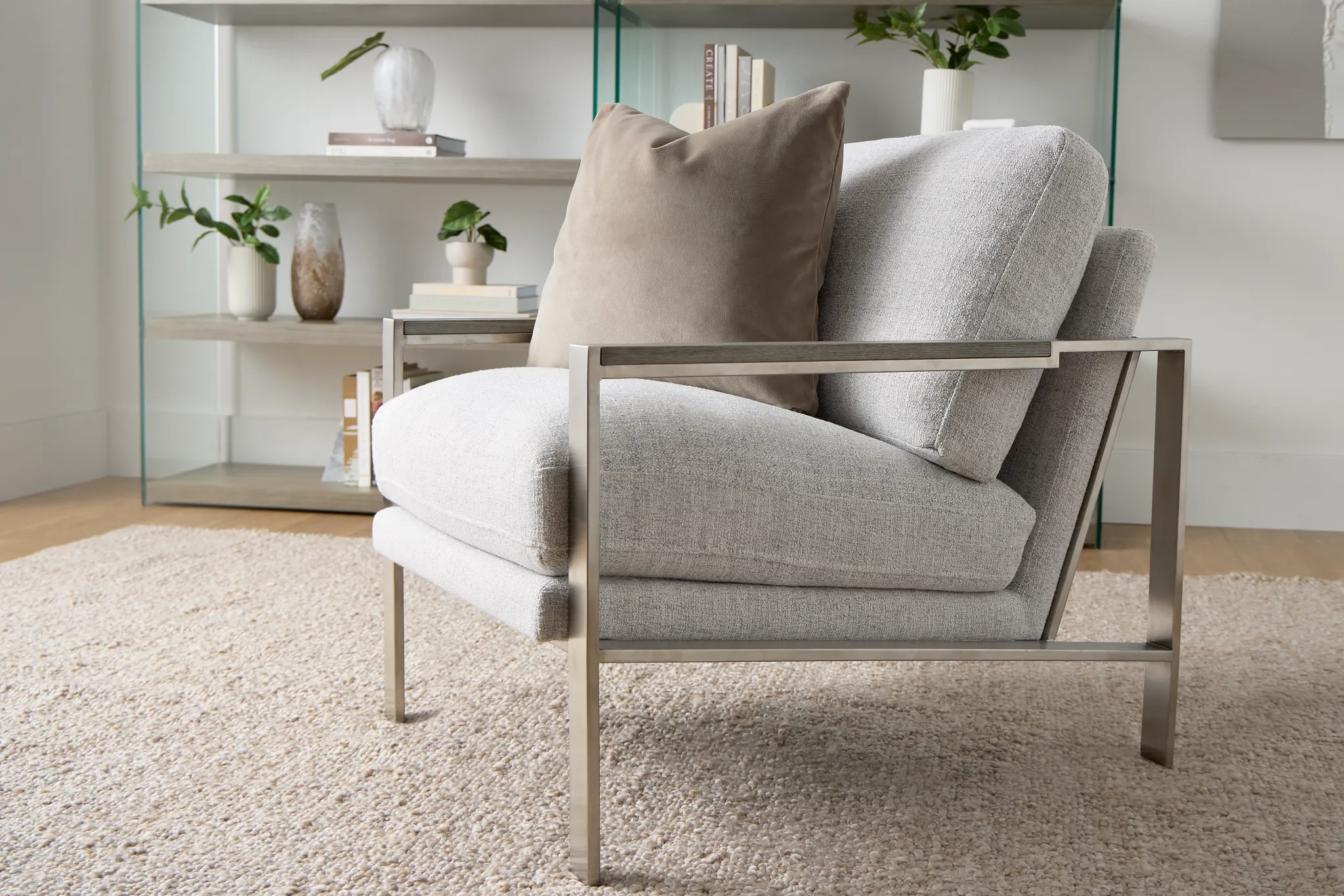 Wyatt Light Gray Fabric Accent Chair