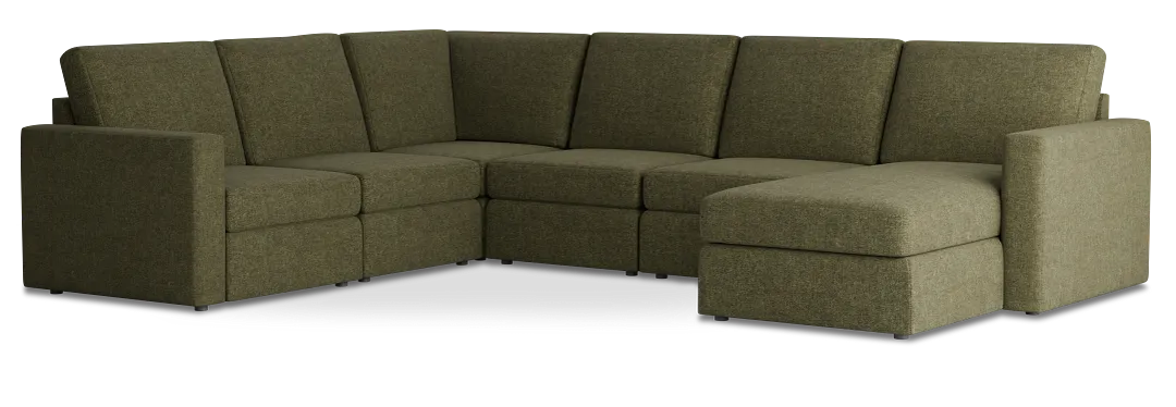 Citymod Green Fabric Medium Right Chaise Sectional