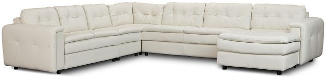 Rowan Light Beige Leather Large Right Chaise Sectional