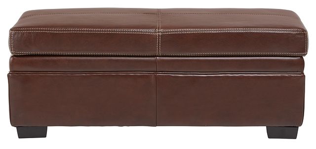 Carson Medium Brown Leather Storage Ottoman (1)