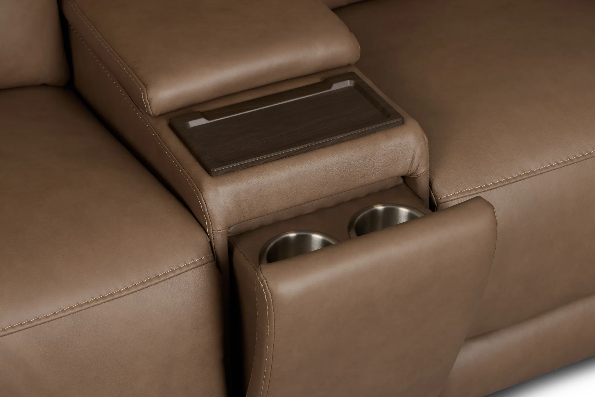 Flexsteel Belmont Dark Brown Lthr/vinyl Medium Dual Power 2-arm Reclining Sectional