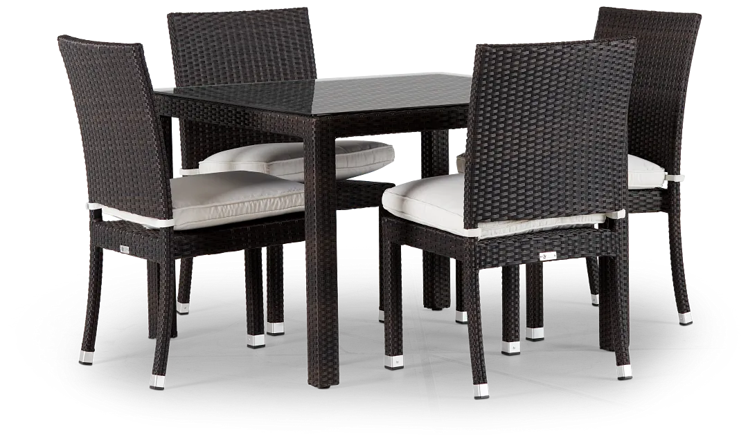 Zen White 40" Square Table & 4 Chairs