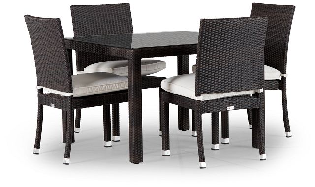 Zen White 40" Square Table & 4 Chairs