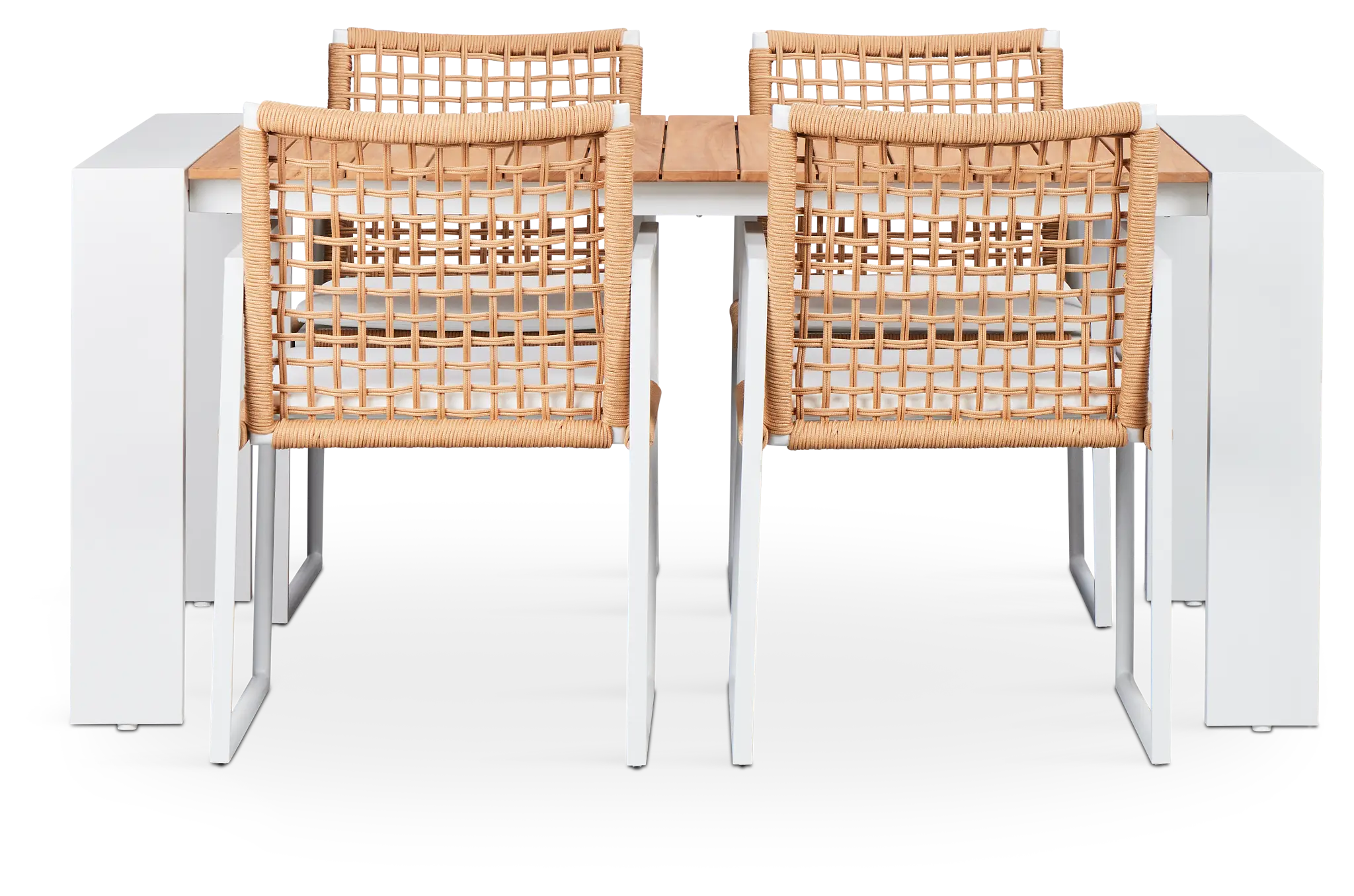 Sunrise Teak 65" Rectangular Table & 4 Aluminum Arm Chairs Sunrise Teak 65" Rectangular Table & 4 Aluminum Arm Chairs