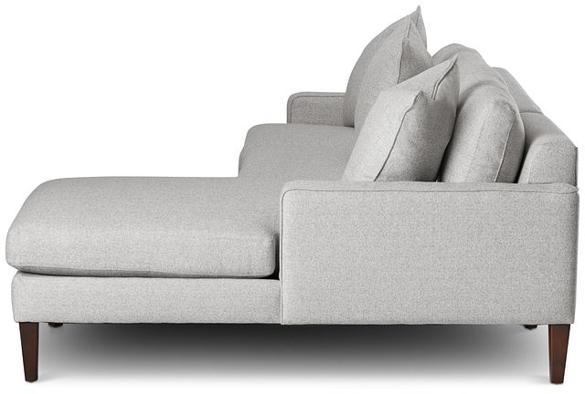 Morgan Light Gray Fabric Small Right Chaise Sectional W/ Wood Legs (1)