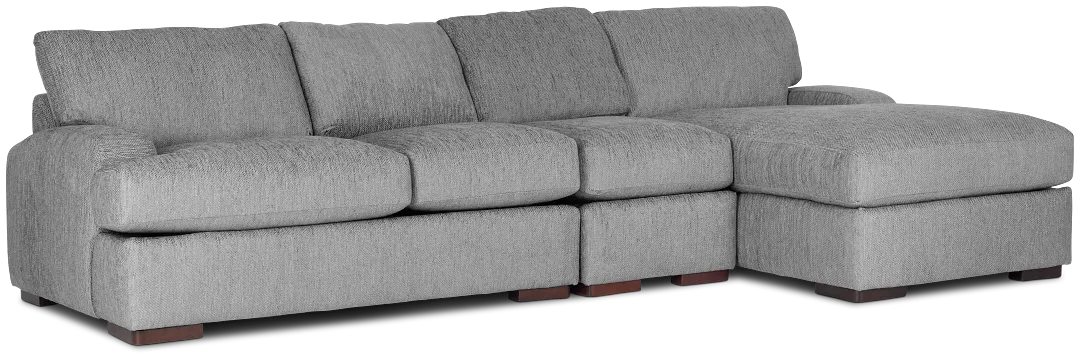 Alpha Light Gray Fabric Small Right Chaise Sectional