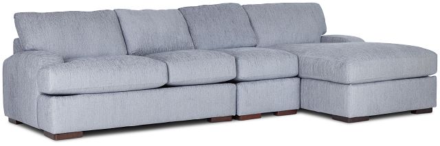 Alpha Light Gray Fabric Small Right Chaise Sectional (1)