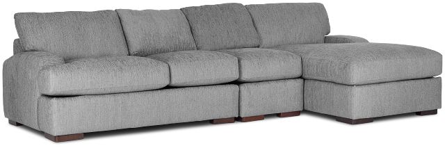 Alpha Light Gray Fabric Small Right Chaise Sectional