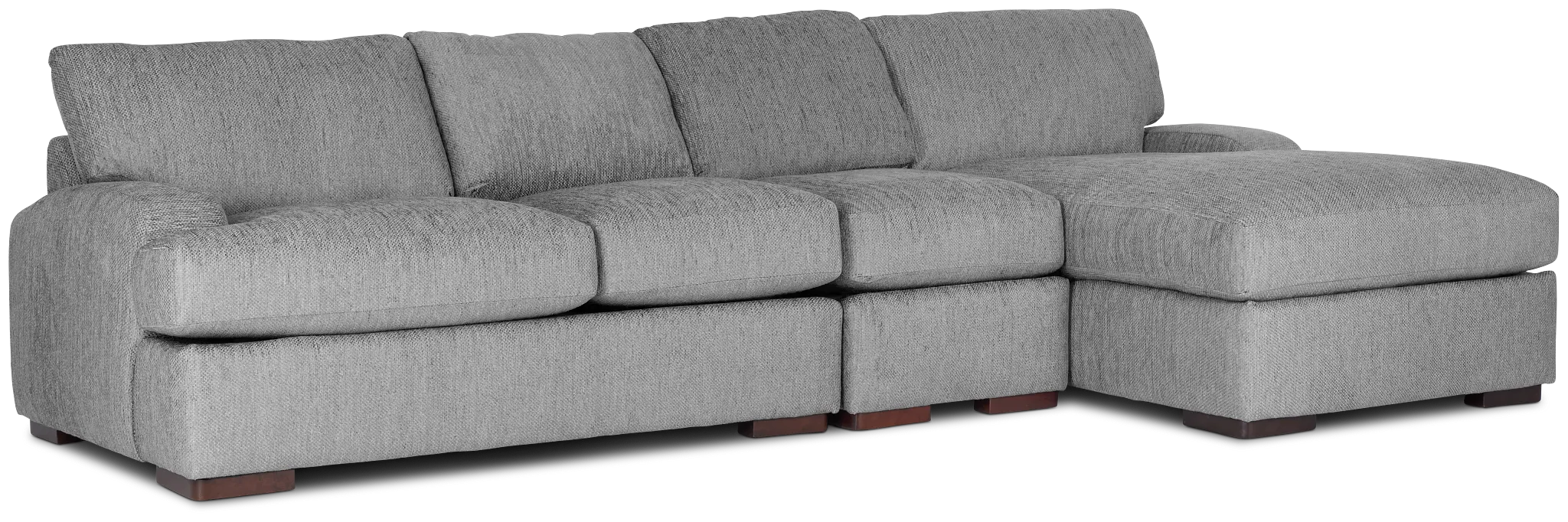 Alpha Light Gray Fabric Small Right Chaise Sectional