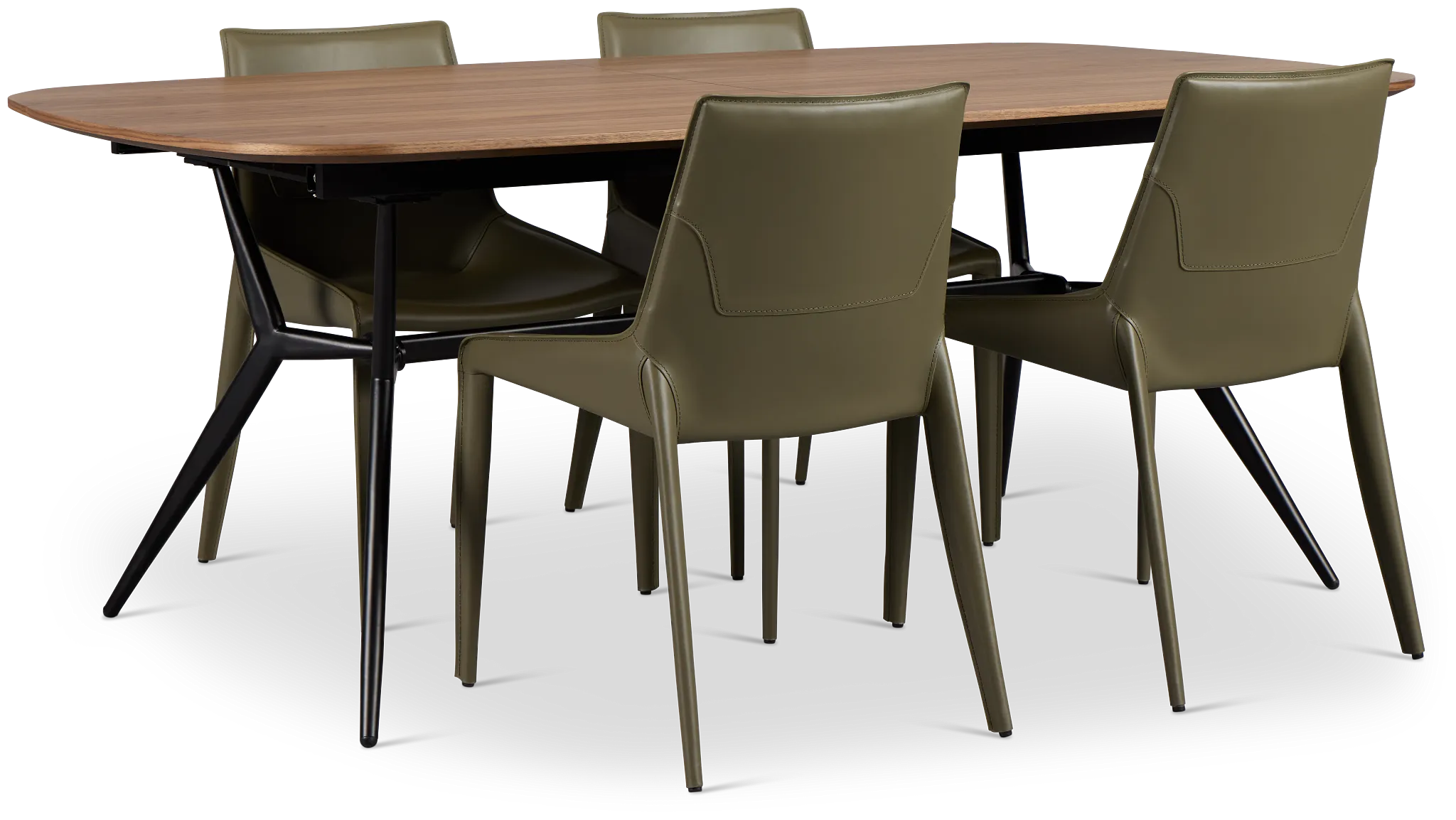 Margo Two-tone Rectangular Table & 4 Dark Green Upholstered Chair