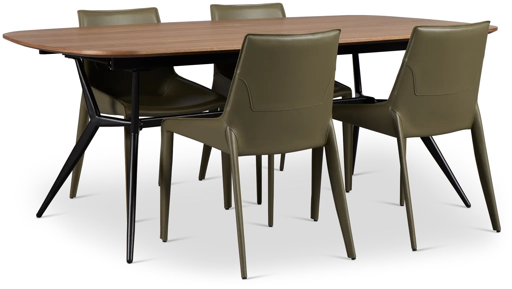 Margo Two-tone Rectangular Table & 4 Dark Green Upholstered Chair Margo Two-tone Rectangular Table & 4 Dark Green Upholstered Chair