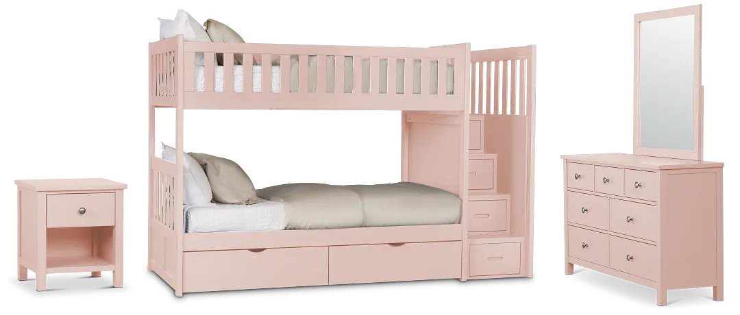 Charleston Pink Step Bunk Bed Storage Bedroom