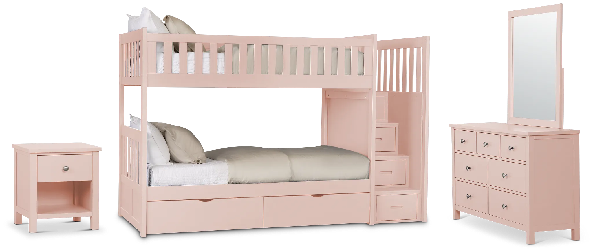 Charleston Pink Step Bunk Bed Storage Bedroom