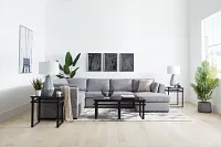Amber Dark Gray Fabric Large Right Chaise Storage Sleeper Sectional