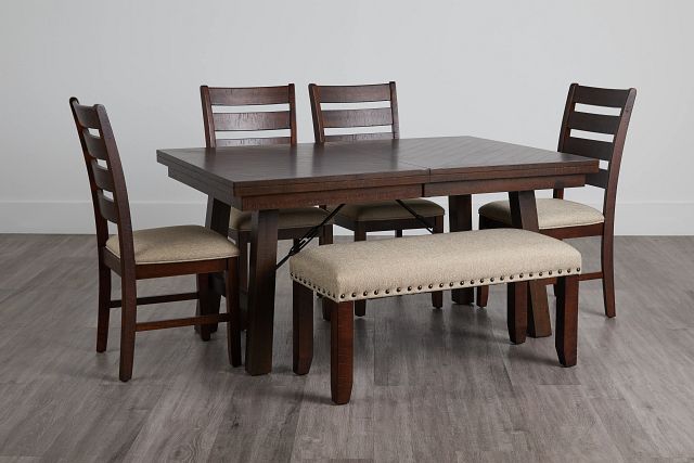 Jax Dark Tone Rect Table, 4 Chairs & Bench (0)