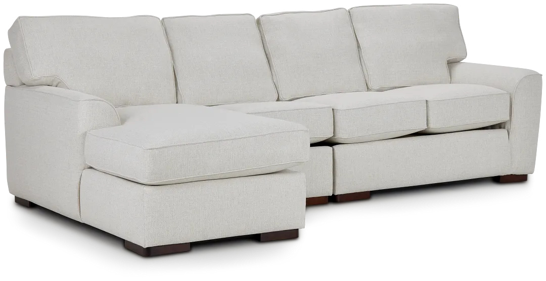 Austin White Fabric Small Left Chaise Sectional