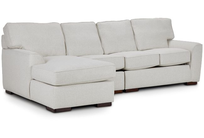 Austin White Fabric Small Left Chaise Sectional