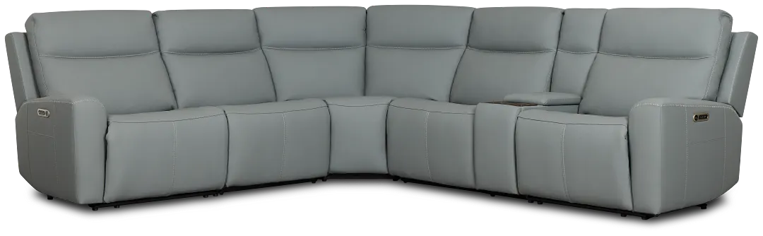 Flexsteel Sterling Blue Lthr/vinyl Medium Dual Power 2-arm Reclining Sectional