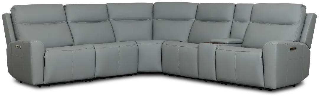 Flexsteel Sterling Blue Lthr/vinyl Medium Dual Power 2-arm Reclining Sectional Flexsteel Sterling Blue Lthr/vinyl Medium Dual Power 2-arm Reclining Sectional