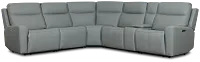 Flexsteel Sterling Blue Lthr/vinyl Medium Dual Power 2-arm Reclining Sectional