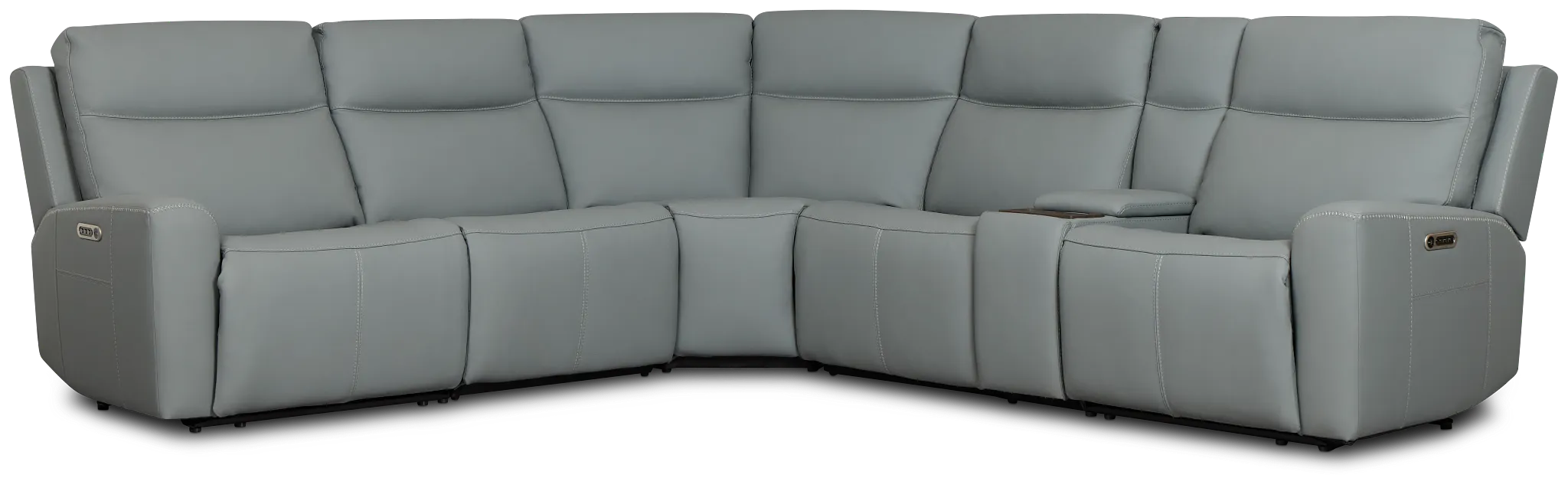 Flexsteel Sterling Blue Lthr/vinyl Medium Dual Power 2-arm Reclining Sectional