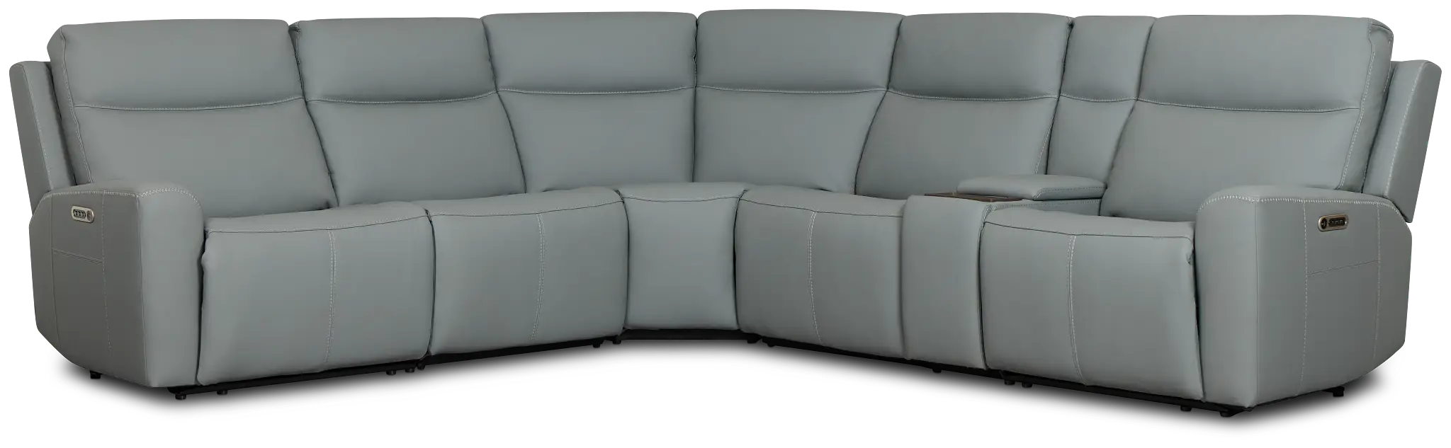 Flexsteel Sterling Blue Lthr/vinyl Medium Dual Power 2-arm Reclining Sectional Flexsteel Sterling Blue Lthr/vinyl Medium Dual Power 2-arm Reclining Sectional