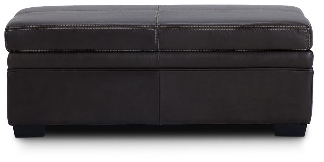 Carson Dark Brown Leather Storage Ottoman