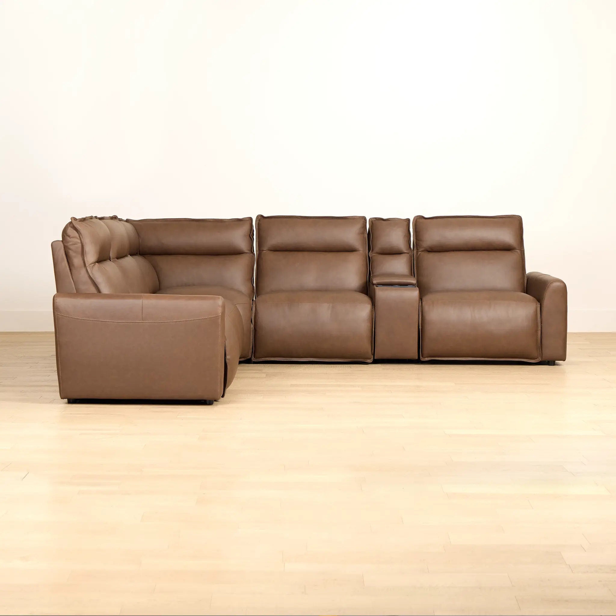 Edison Dark Brown Leather/Vinyl Medium Triple Power 2-arm Sectional Edison Dark Brown Leather/Vinyl Medium Triple Power 2-arm Sectional