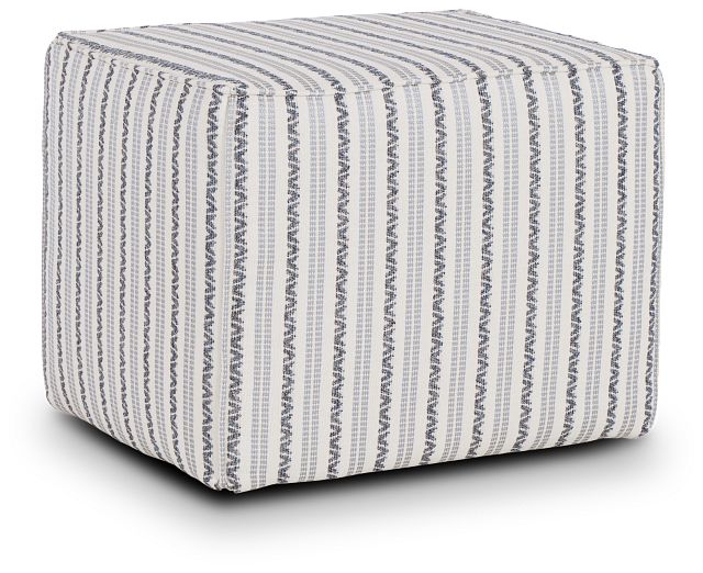 Budreau Blue Fabric Accent Pouf