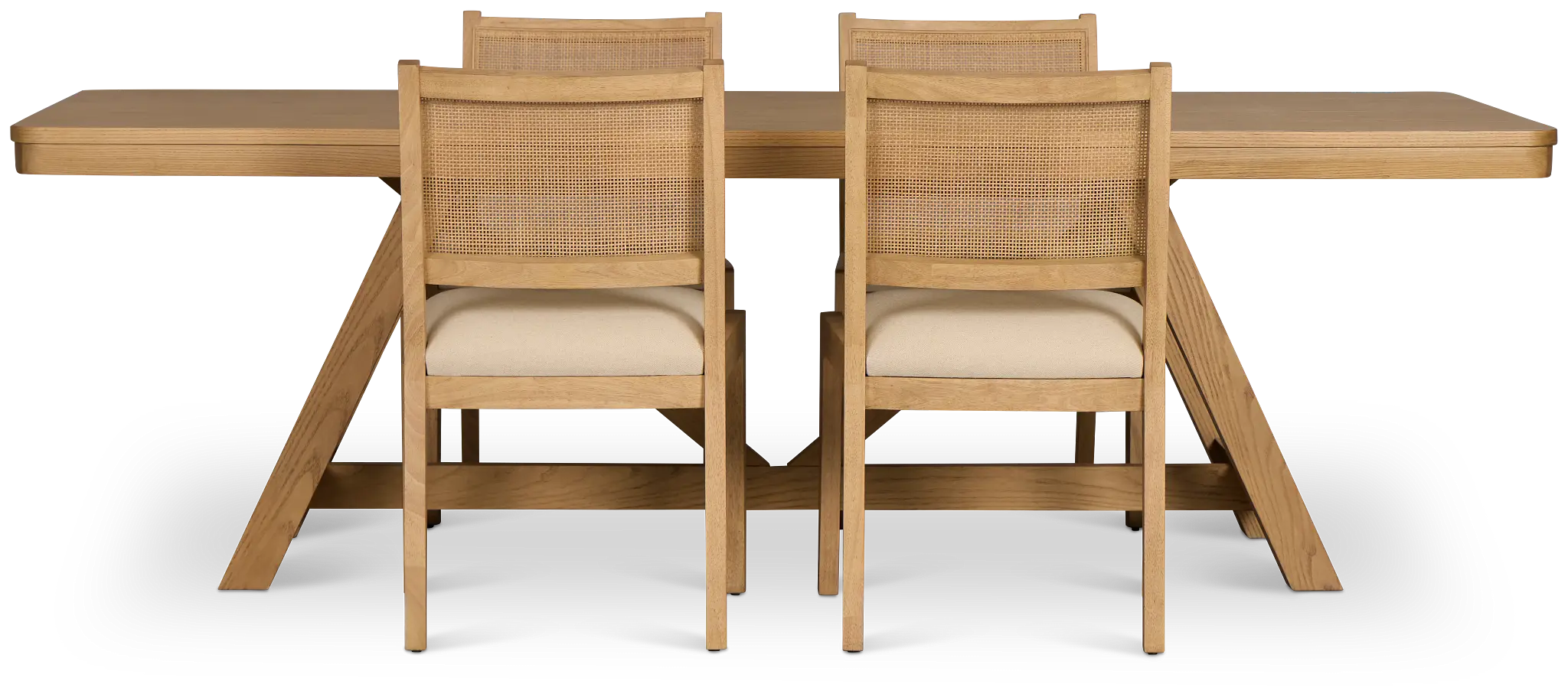 Pacific Light Tone Trestle Table & 4 Upholstered Chairs Pacific Light Tone Trestle Table & 4 Upholstered Chairs