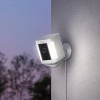Ring Spotlight Cam Plus Plug In White Outdoor Security Cameras