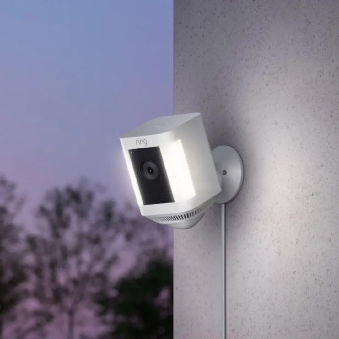 Ring Spotlight Cam Plus Plug In White Outdoor Security Cameras