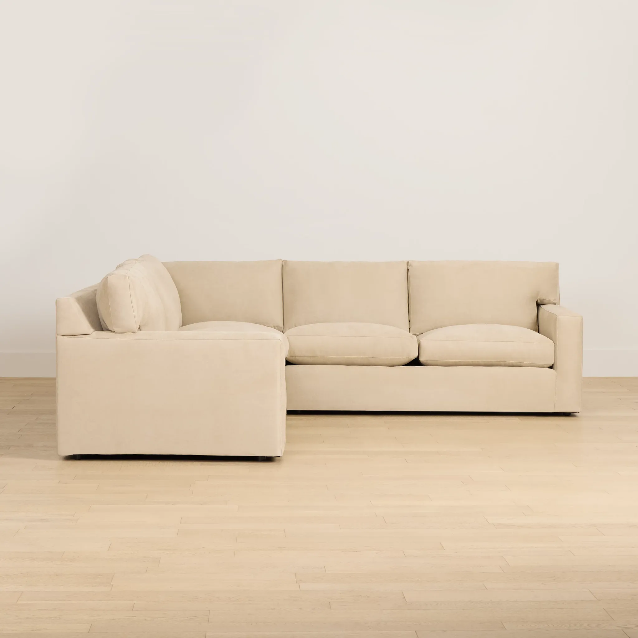 Hudson Beige Fabric Small Two-arm Sectional