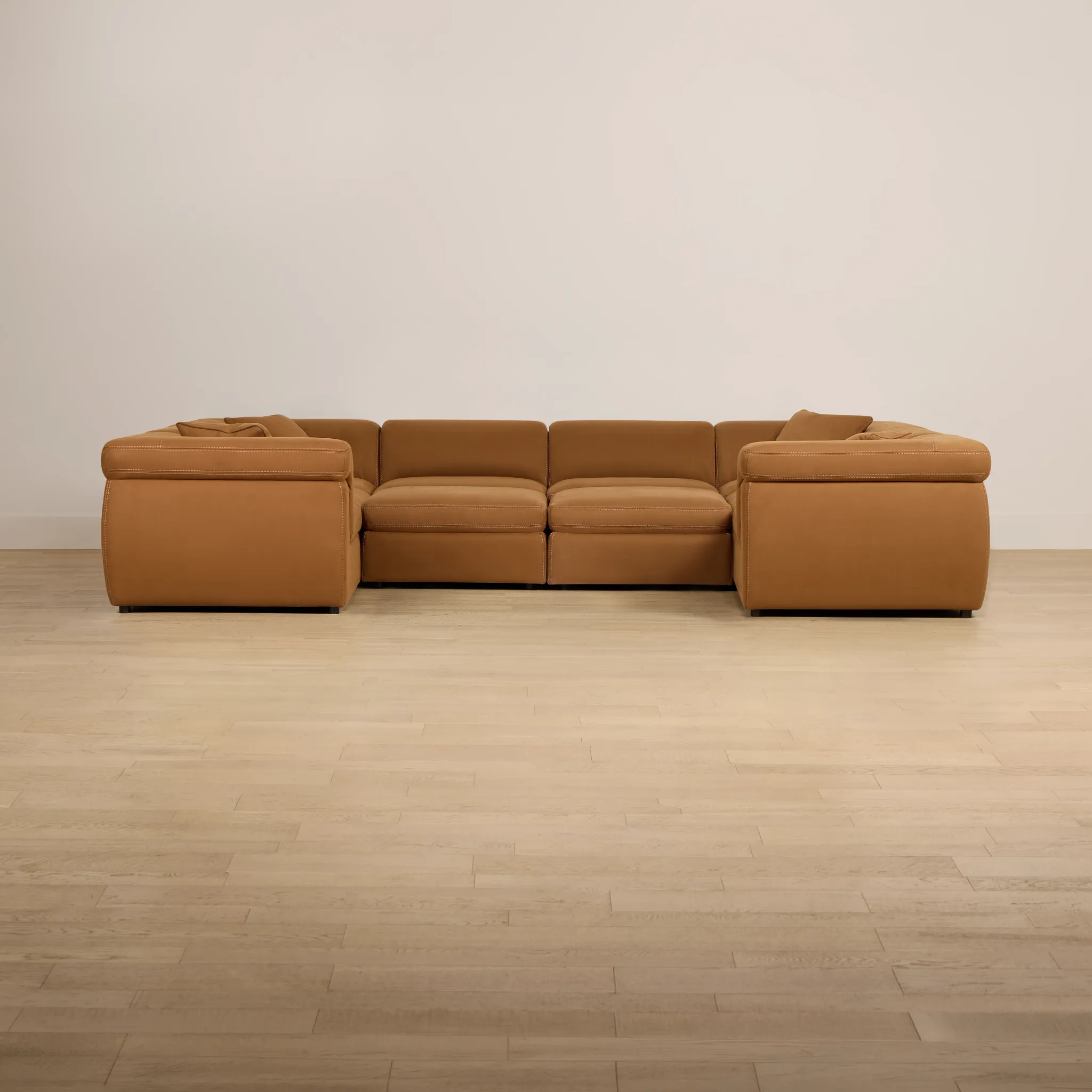Aria Medium Brown Micro Immersive 10-piece Pit Sectional W/2 Speakers