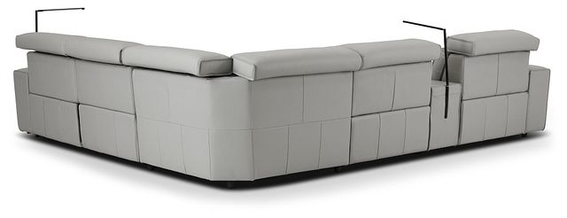 Carmelo Gray Leather Medium Triple Power Sectional W/right Table &light (1)