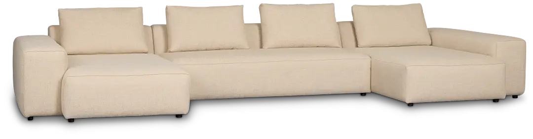Cleo Beige Fabric Double Chaise Sectional Cleo Beige Fabric Double Chaise Sectional