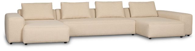 Cleo Beige Fabric Double Chaise Sectional