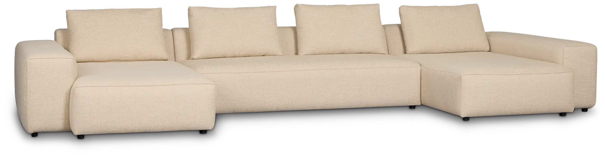 Cleo Beige Fabric Double Chaise Sectional Cleo Beige Fabric Double Chaise Sectional