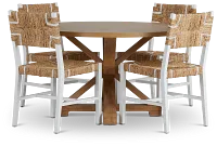 Nantucket Light Tone Round Table & 4 Woven Chairs