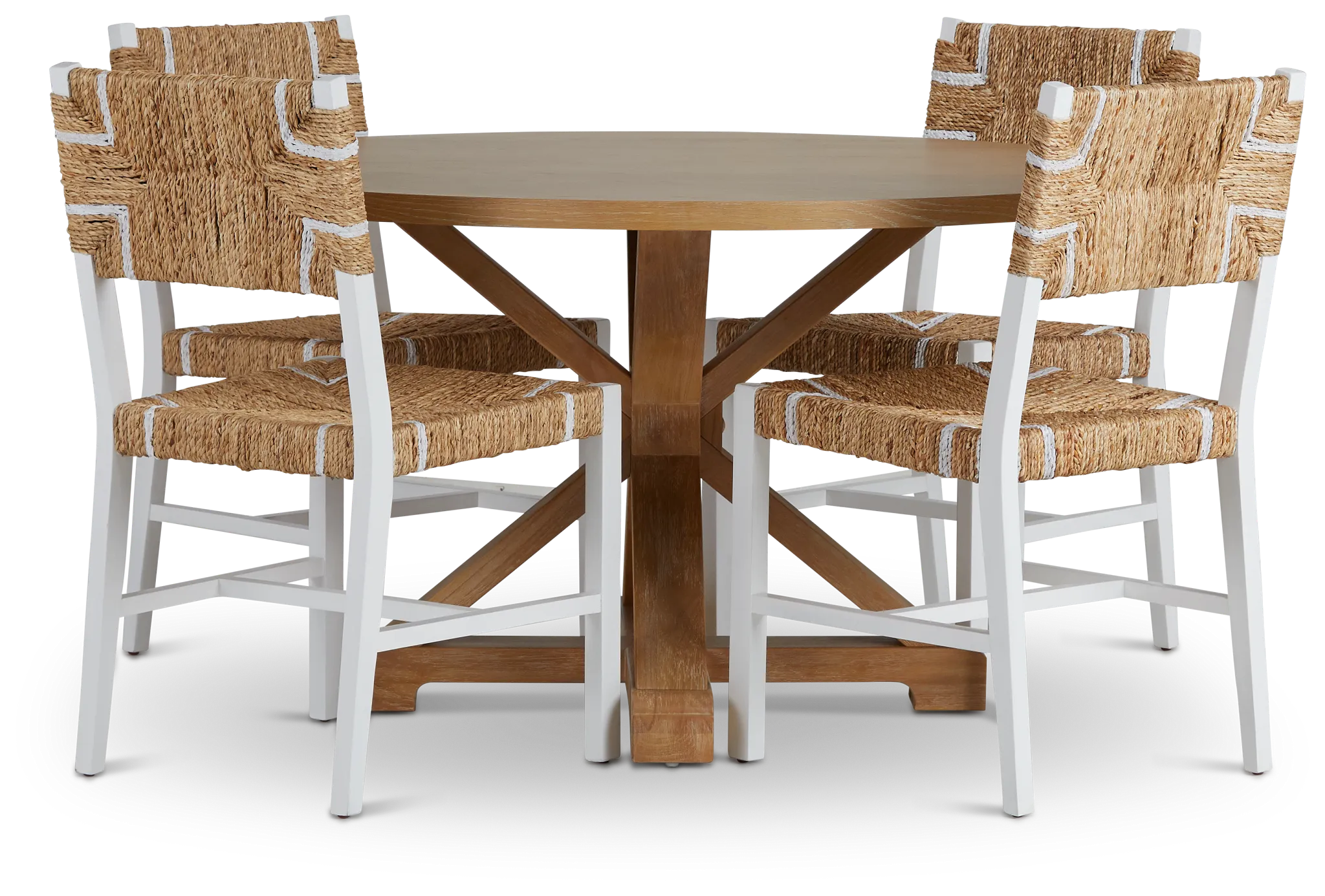 Nantucket Light Tone Round Table & 4 Woven Chairs
