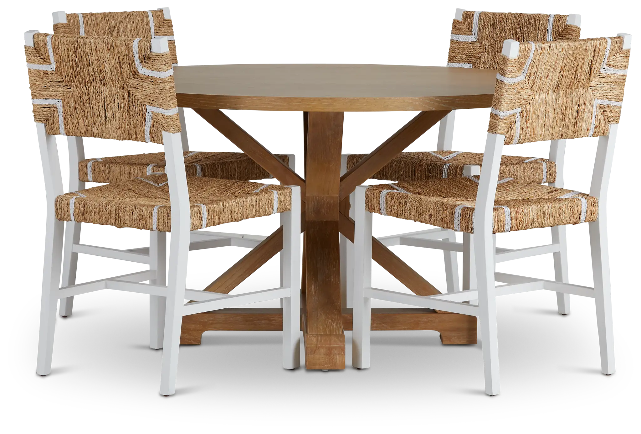 Nantucket Light Tone Round Table & 4 Woven Chairs Nantucket Light Tone Round Table & 4 Woven Chairs